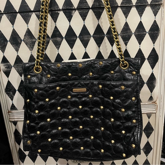 Rebecca Minkoff black and gold studded bag - Picture 3 of 4